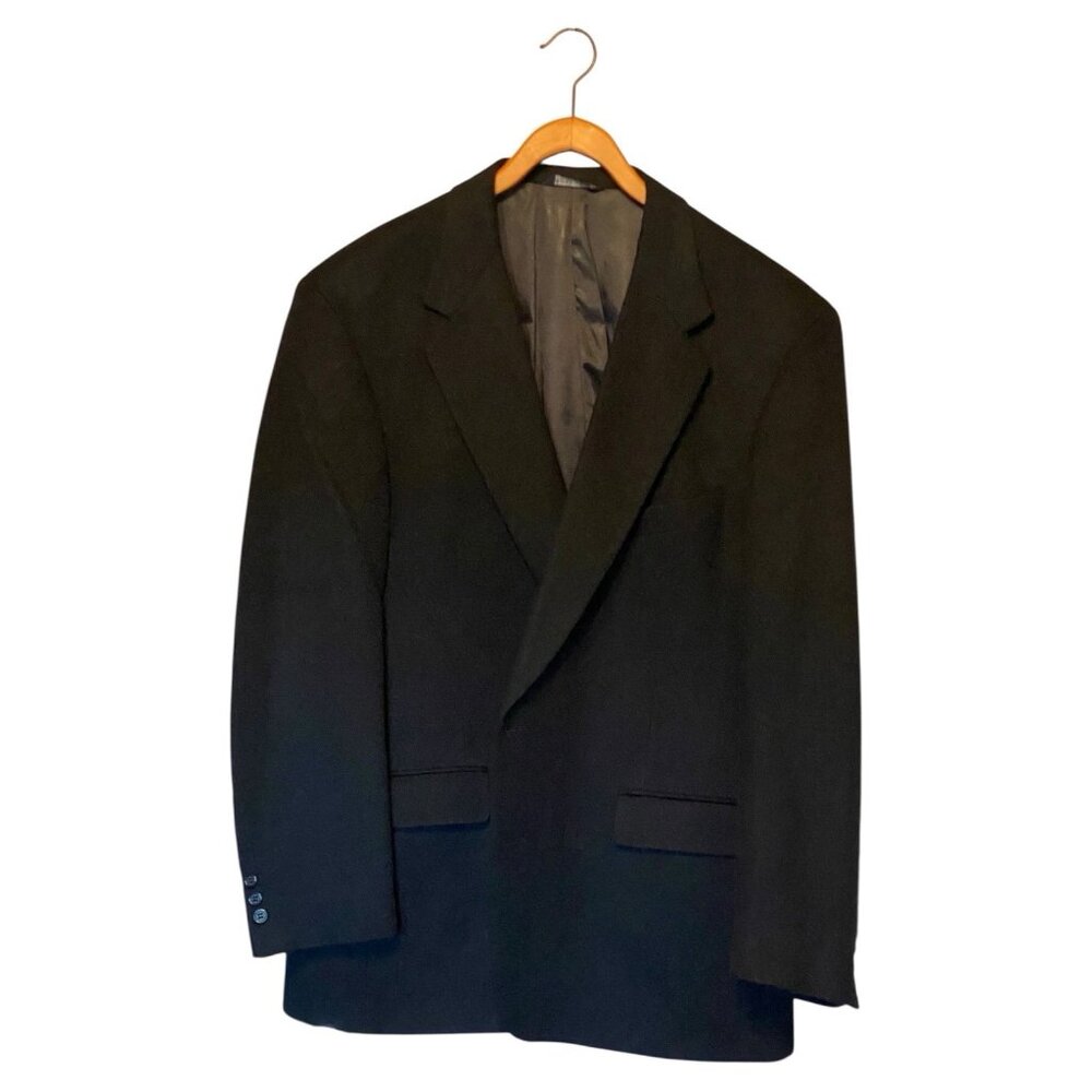 Palm Beach Black Blazer 2 Button Men's 46 Camel Hair Super Soft Wedding Event